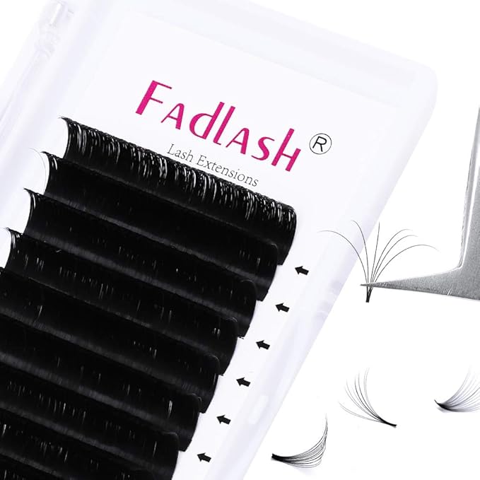 Eyelash Extension J Curl Easy Fan Volume Lashes 0.03-0.10mm Faux Mink Lash Extension Matte Self Fanning Blooming Lashes 8-30mm Supplies （0.03-J, 8-14mm Mixed Tray)
