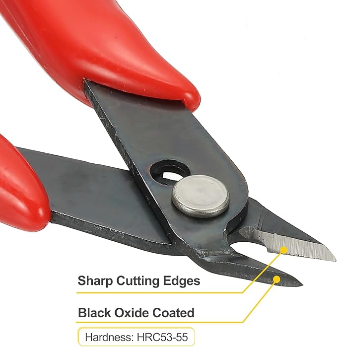 HARFINGTON 2pcs 5" Flush Cut Pliers Small Precision Wire Cutter Side Cutter Diagonal Cutting Pliers for Jewelry Model Electronic 3D Print, Red