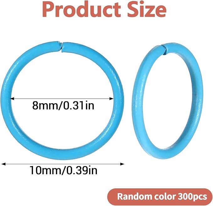 300 Pcs Colored Jump Rings 10mm Iron Metal Jump Rings Close O Ring Connectors Jewelry DIY Findings for Jewelry Keychain Choker Earring Necklaces Bracelet Making