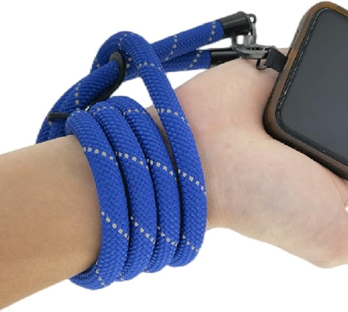 Cell Phone Lanyard Crossbody Rope Around the Neck Wrist Strap for Most Smartphone Case Headset Keychain Offices ID - Navy Reflective