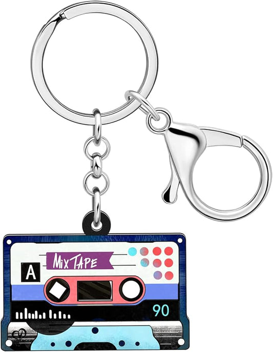Acrylic Retro 80S 90S Magnetic Cassette Tape Keychain Car Backpack Key Ring Vintage Gifts For Women Music Lovers