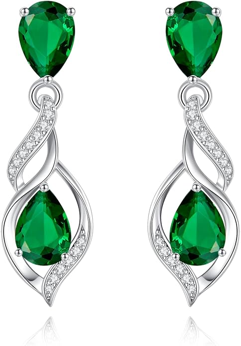 FANCIME Gift for Women Birthstone Earrings for Her Teardrop Birthstone Earrings S925 Sterling Silver infinity Love Birthday Gifts for Mom Women