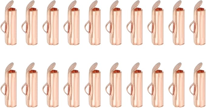 uxcell 100Pcs Slide on End Clasps, 13mm Tube Ball Bead Slider Crimp Ends for Multi-Strand DIY Craft Making, Rose Gold