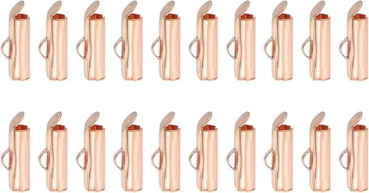 uxcell 100Pcs Slide on End Clasps, 13mm Tube Ball Bead Slider Crimp Ends for Multi-Strand DIY Craft Making, Rose Gold