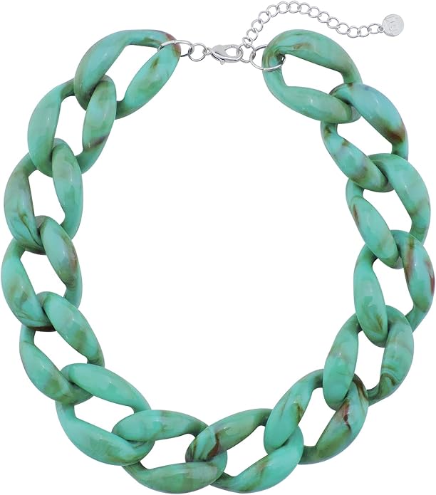Firstmeet Chunky Acrylic Necklace Smooth Chain Link Cool Statement Choker Cuban Style Jewelry Gift for Women