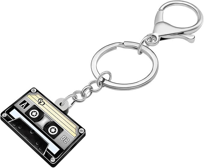Acrylic 70s 80s 90s Colorful Retro Cassette Tape Keychain Hip Hop Pink Key Ring Charm For Women Music Themed Party Gift