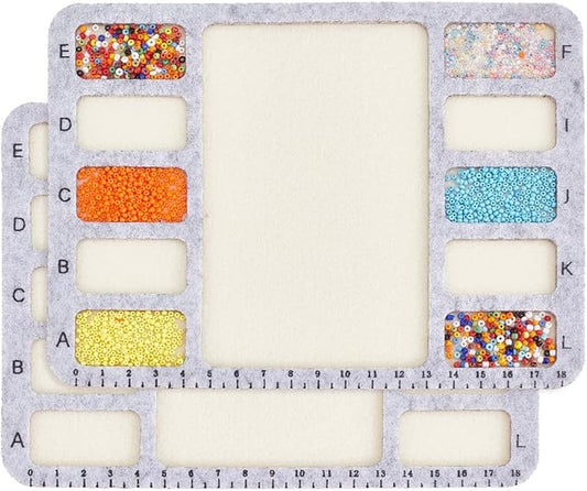 BENECREAT 2Pcs Felt Beading Mat, Rectangle Felt Bead Design Boards with Centimeter Alphabetic Scale Beads Tray Bead Pads for Art Crafts Jewelry Making Beading Supplies, 7.8x5.9inch