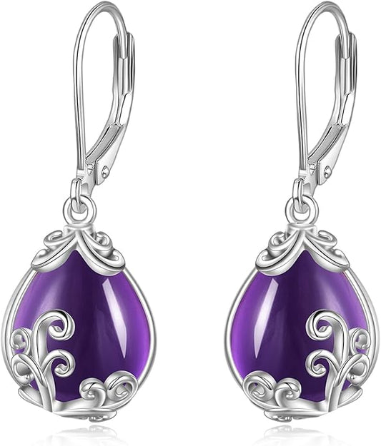 POPLYKE Celtic Filigree Teardrop Drop Dangle Earrings Sterling Silver Leverback Earrings Jewelry for Women