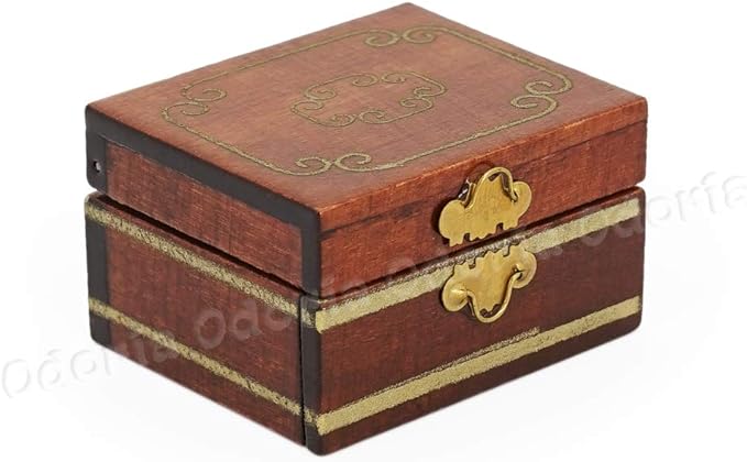 Odoria Dollhouse Jewelry Box Miniature: 1/12 Scale Makeup Box Organizer for Bedroom Victorian - Mini Treasure Chest Vintage Antique - Tiny DIY for Craft Wooden