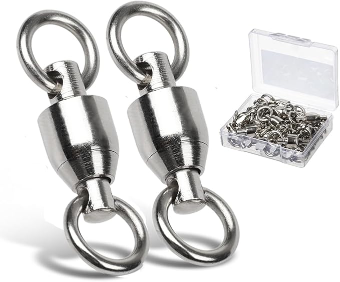AMYSPORTS Ball Bearing Swivels Connector High Strength Stainless Steel Solid Welded Rings Barrel Swivels Saltwater Freshwater Fishing