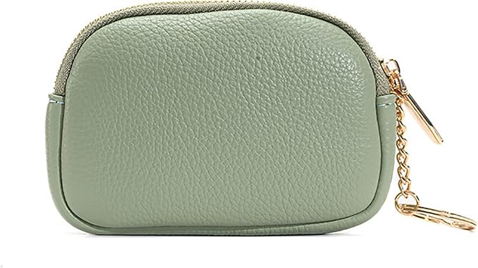 Squeeze Coin Purse Pouch Vegan Leather Coin Purse Pouch Change Purse With Zipper (Green)
