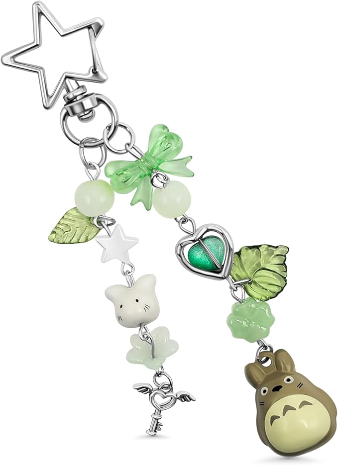 Keychain, Gifts for Animal & Anime Lovers, Y2K Heart Bow Pendant, Women Girls Kawaii Bag Charm