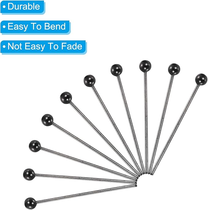 PATIKIL 100Pcs Matte Black Ball Head Pins Jewelry Making 24 Gauge 18mm Wire Head Pins Brass Round Ball Head Pins Metal End Head Pins for DIY Craft Necklaces Bracelets Earrings