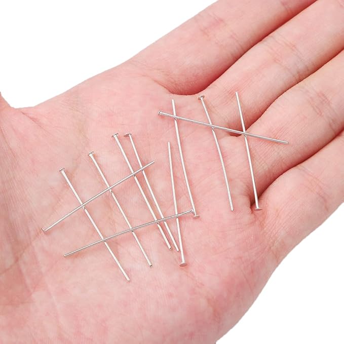 Platinum Plated Flat Head Pins Non Tarnish 35mm 200pcs for Jewelry Making Findings