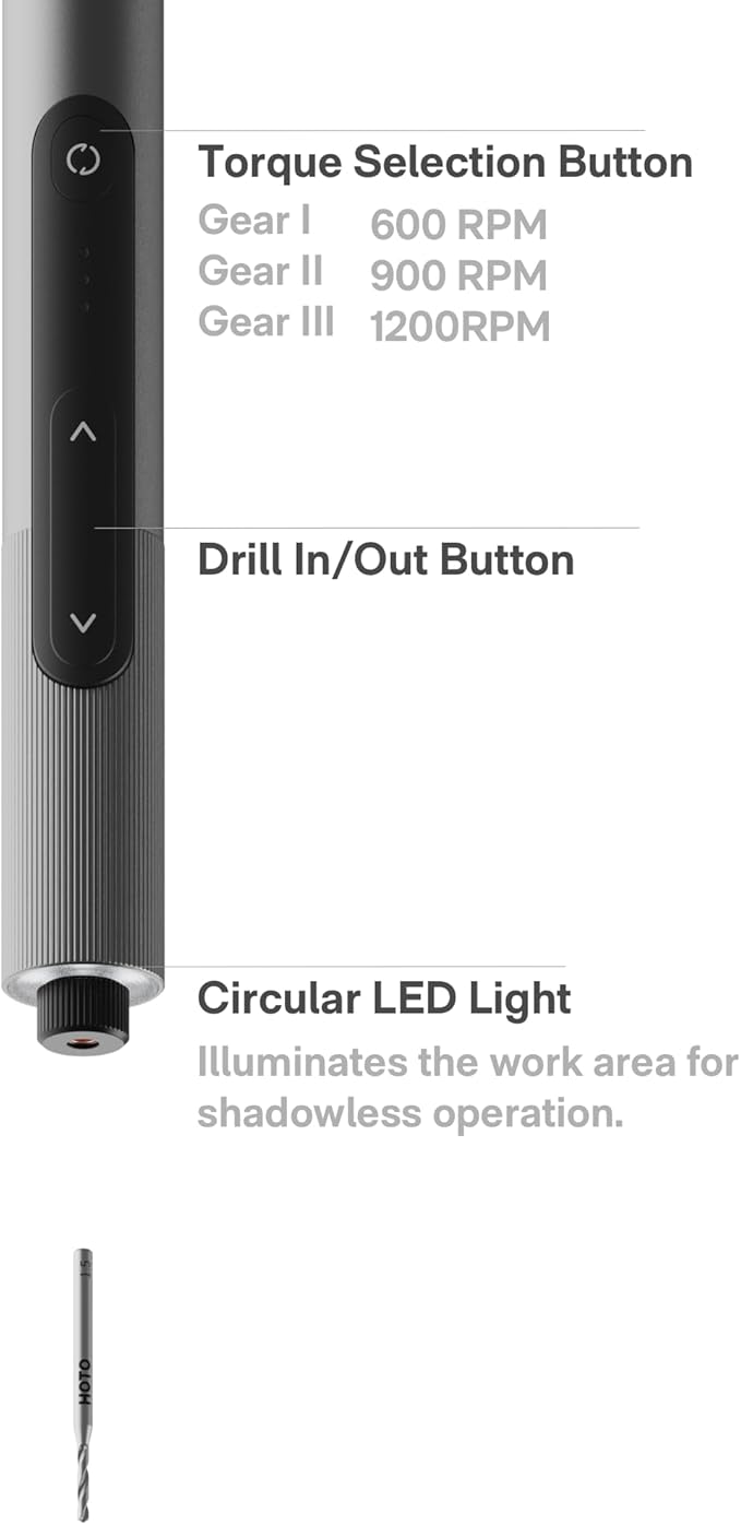 HOTO SNAPBLOQ™ D-A03 Electric Mini Drill Pen, Ultimate Cordless Portable Tool for Artists & DIYers, 3-Speed USB-C Rechargeable, Engraving Pen for Jewelry Making, PCB, Wood, Plastic, DIY Crafts
