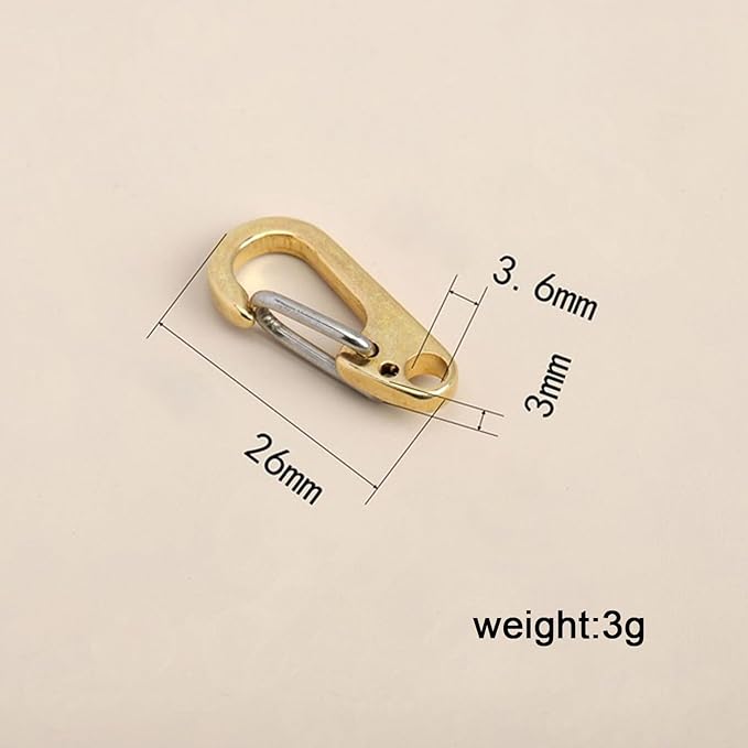 dophee 2Pcs Brass Keychain Carabiner Clip, Spring Snap Hook Clasp Keyring Pendant for Backpack Fishing Camping Hiking Dog Chain