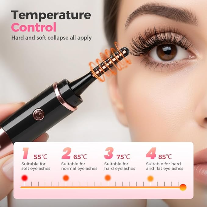2026 Heated Eyelash Curler, Heated Lash Curler Rechargeable USB Electric Eyelash Curler, Fast Heat Up, Long Lasting with Led Display, Heat with 4 Temp Settings Makeup Tool (Yellow)