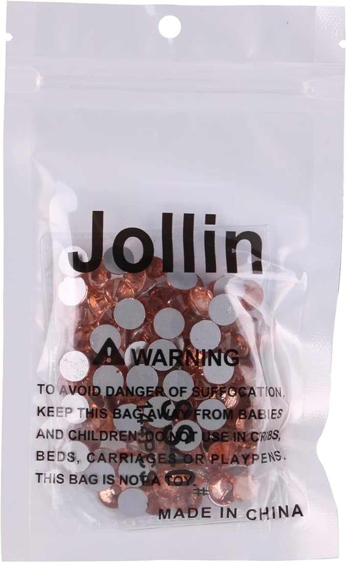 Jollin Glue Fix Crystal Flatback Rhinestones Glass Diamantes Gems for Crafting Nail Art Crafts Decorations Clothes Shoes 8.4mm (ss40 144pcs, Champagne)