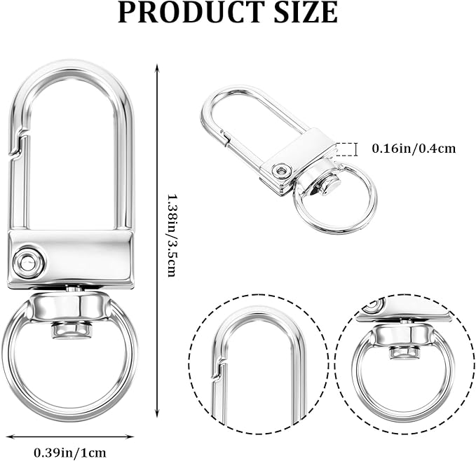 50 Pcs Lobster Claw Clasps for Keychains Swivel Lanyards Trigger Snap Hooks Strap Keychain Hook for Jewelry Purse Making DIY Bags Key Rings Art Crafts Pet Collar Silver 1.38 × 0.39 × 0.16 Inch
