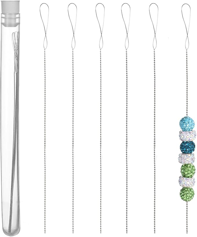 6 PCS Twisted Wire Bead Needles, 2 Sizes Bead Needles for Jewelry Making, Stainless Steel Twisted Wire Beads Needle for Jewelry Making, DIY Crafts(0.4mm, 0.5mm)