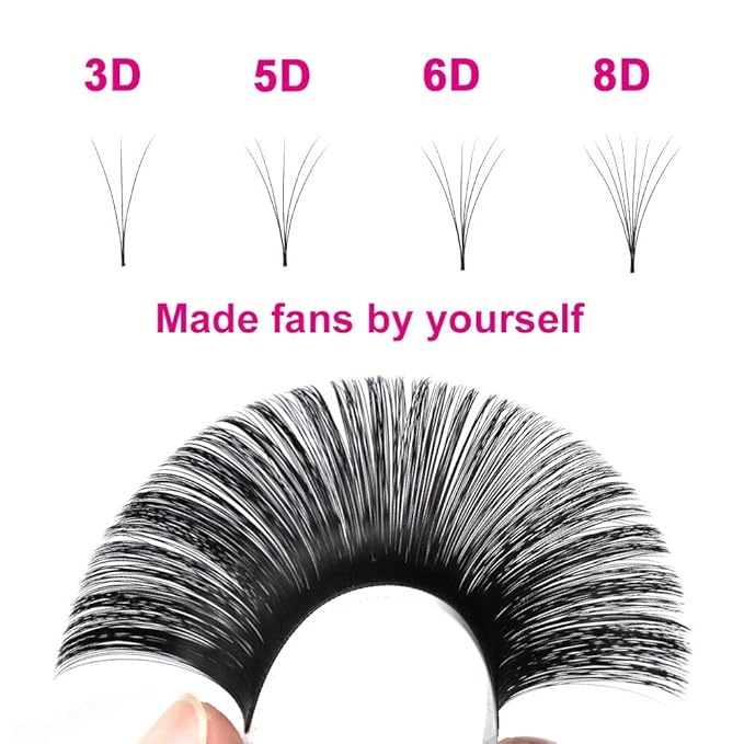 Easy Fan Volume Lashes 8-14mm Mixed Tray CC Curl Lash Extensions Self Fanning Eyelash Extensions Russian Blooming Lash Extension Supplies(0.07-CC, 9-17mm Mix)