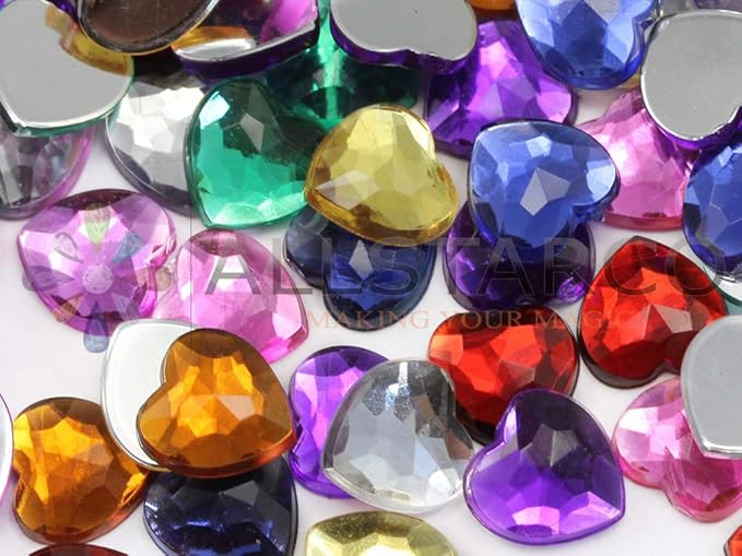 KraftGenius Allstarco 8mm Flat Back Heart Acrylic Rhinestones Tiny Face Gems Body Jewels Card Making Embelishments - 100 Pieces (Purple JG17)