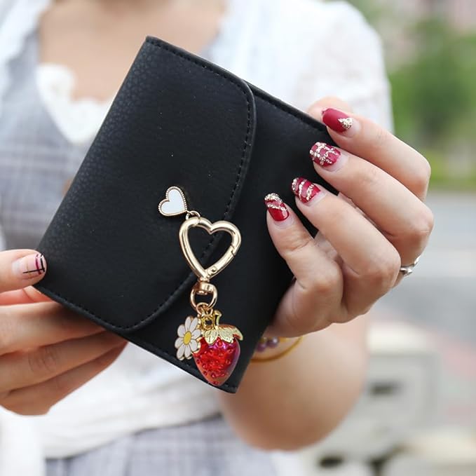 3Pcs Strawberry Keychain, Cute Strawberry Heart-Shaped Flowers Keyrings Daisy Keychain Accessories for Girls Purse (Red Blue Purple)