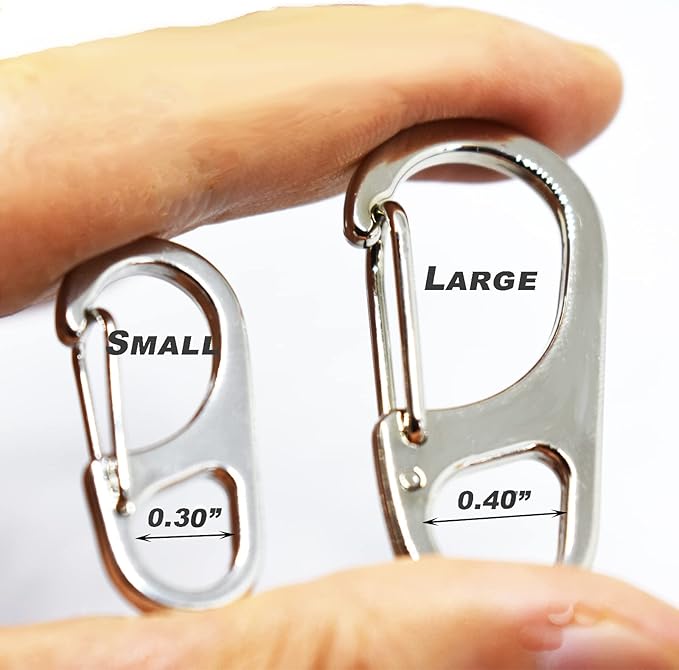 Small Carabiner Clips 1.25 inch/1.85 inch Snap Hooks with Fixed Eye Spring Gate Keychain Parocord Rope Clasps Accessories