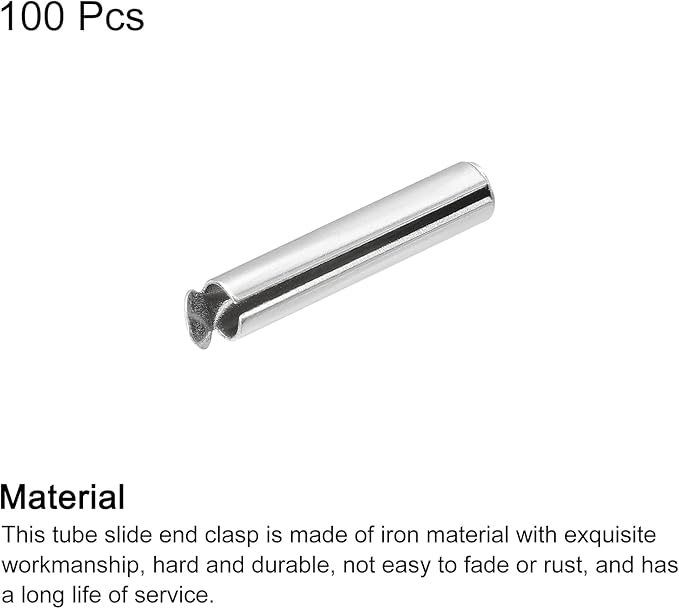 uxcell 100Pcs Slide on End Clasps, 16mm Tube Ball Bead Slider Crimp Ends for Multi-Strand DIY Craft Making, Silver White