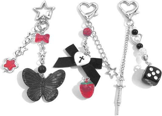 Novelty keychains Aesthetic Y2K Keychain Charms Stylish Keychains Accessories for Women Bag Purse Gifts
