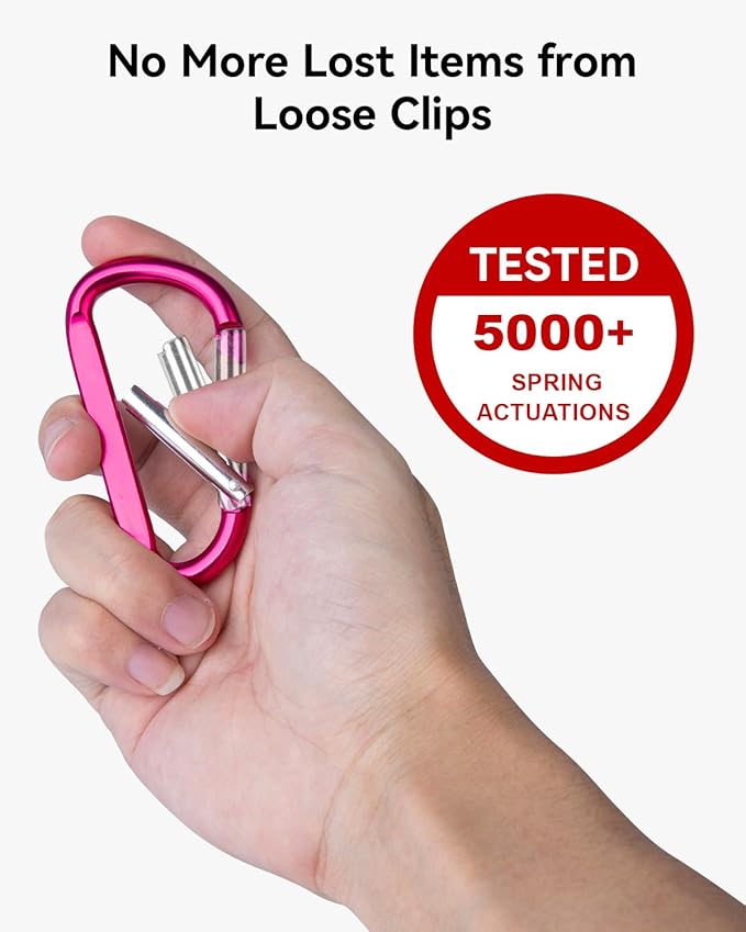 10 PCS Carabiner Clips, 3 Inch Aluminum Carabiners with 10 Key Rings, Multipurpose D-Ring Keychain Hook for Backpack, Camping, Hiking, Travel and Home Organization