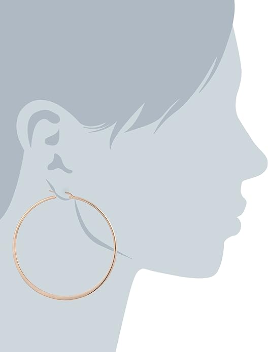 Amazon Essentials Gold Plated or Stainless Steel Flattened Hoop Earrings