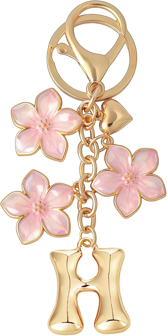 Snycler Bubble Initial Keychain Graceful Flower for bags car remote–A-Z Letter Charms for Women