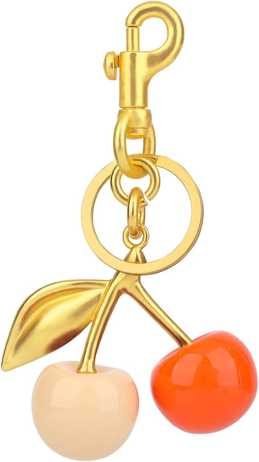 cherry bag charm, cute keychain cherry purse charms for handbags, bag accessories, gifts for women.