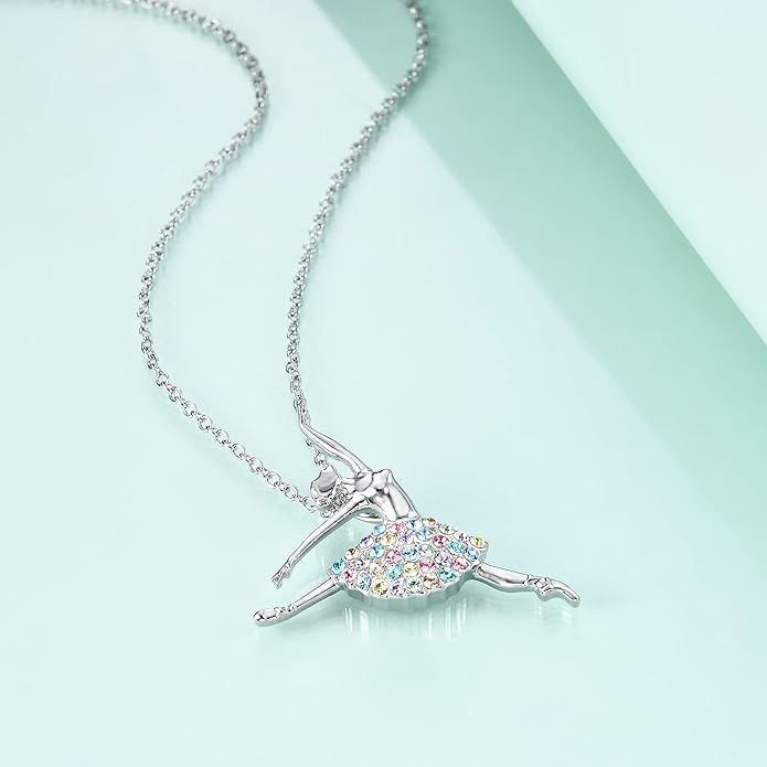luomart Girls Necklace Ballerina Dance Recital Gifts for Women,Ballet Dancer Pendant Jewelry for Sister Mom Friends