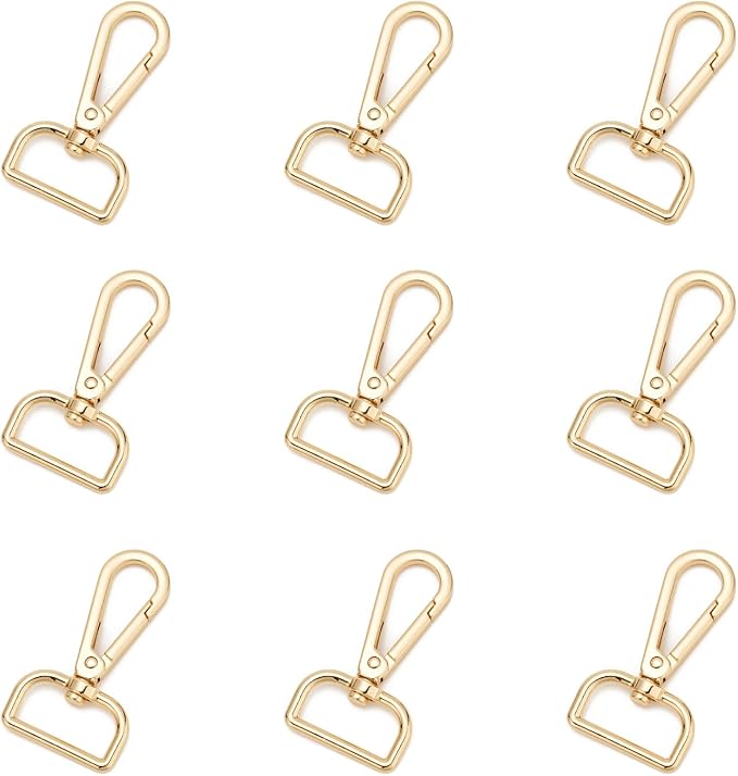 9 Pcs D Ring Swivel Lobster Claw Clasp Push Gate Snap Hooks Trigger Clips for DIY Crafts Keychain Purse Handbag Making,1 Inch Glod