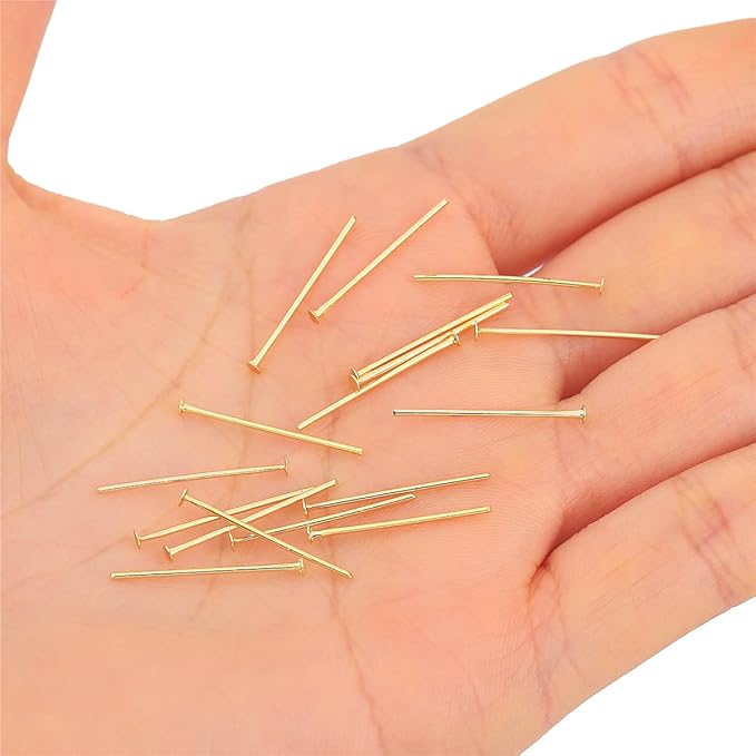 18K Gold Plated Flat Head Pins Non Tarnish 20mm 300pcs for Jewelry Making Findings