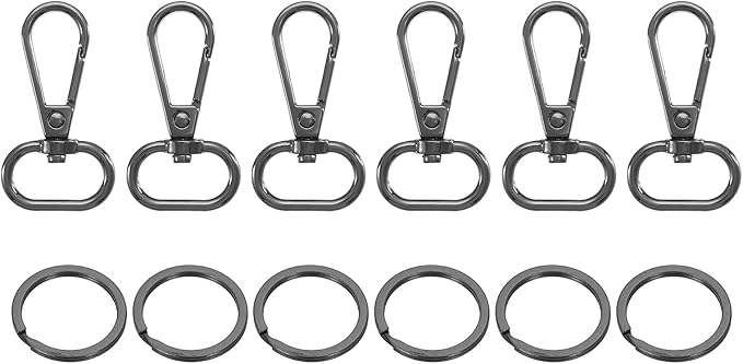 uxcell 12 Pcs Swivel Clasp Hook, 0.79" Purse Snap Clasps Detachable for Bag, Grey