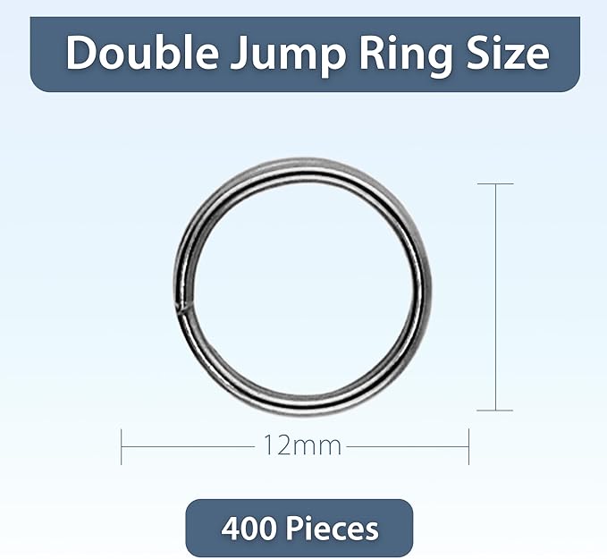 Mandala Crafts 12mm Gunmetal Double Jump Rings for Jewelry Making - 400 Pcs Small Split Key Rings Set for Crafts, DIY Keychains, and Accessories