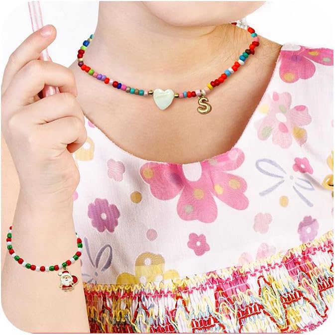 I IHAYNER Colorful Beaded Initial Necklace and Bracelet Set for Girls Personalized Letter Jewelry Gifts Trendy Choker Necklace Matching Bracelet Birthday Friendship Gift