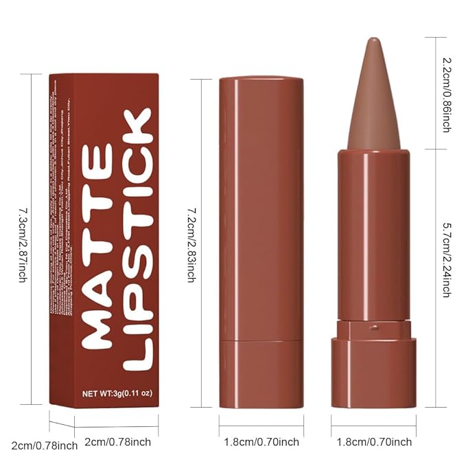 evpct Warm Brown Gradient Matte Lipstick Lip Liner Crayon Combo Pencil Set for Women Long Lasting Waterproof, Mocha Brown Matte Cream Lip Liner and Lipstick Combo Makeup, Flawless Gradual Ombre Effect