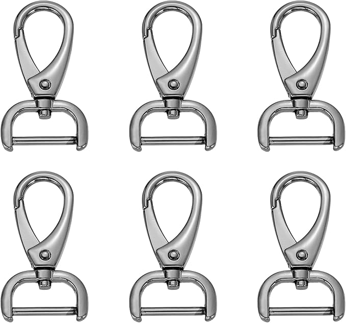 HARFINGTON 6pcs Detachable Snap Hook Swivel Clasp 3/4" (20mm) Zinc Alloy Lobster Claw Clasp for Keychain Lanyard Purse DIY Purse Strap, Gun Black