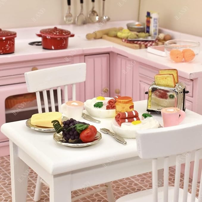 iLAND Miniature Dollhouse Accessories of Dollhouse Kitchen, Miniature Food (Lover Breakfast 16pcs)