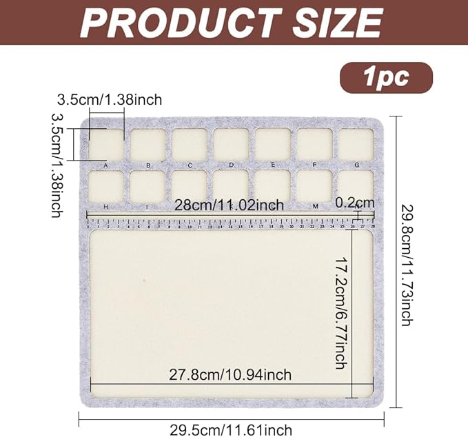 BENECREAT Square Felt Bead Design Boards, Medium Felt Beading Mat with Centimeter Alphabetic Scale Beads Tray Bead Pads for Art Crafts Jewelry Making Beading Supplies, 11.8x11.8inch