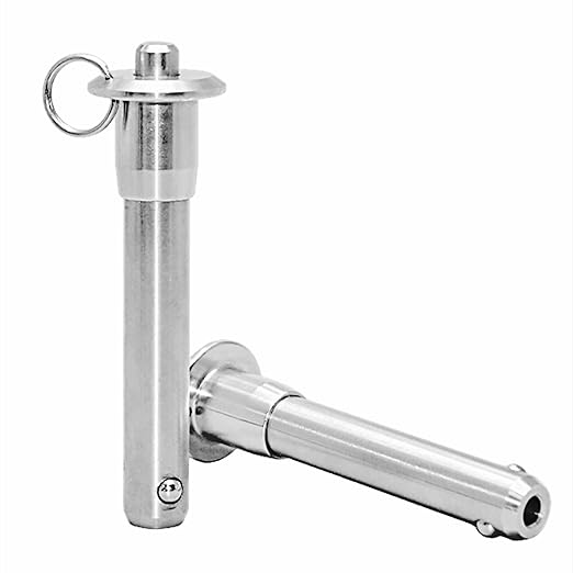 Stainless Steel Ball Head Locking PinQuick Release Pin , 6mm 1/4" Pin Dia Safety Push Button Linear Array Stop Pin with Lanyard Cable for Musical Instrument (1Pack, Usage Length(MM):51)