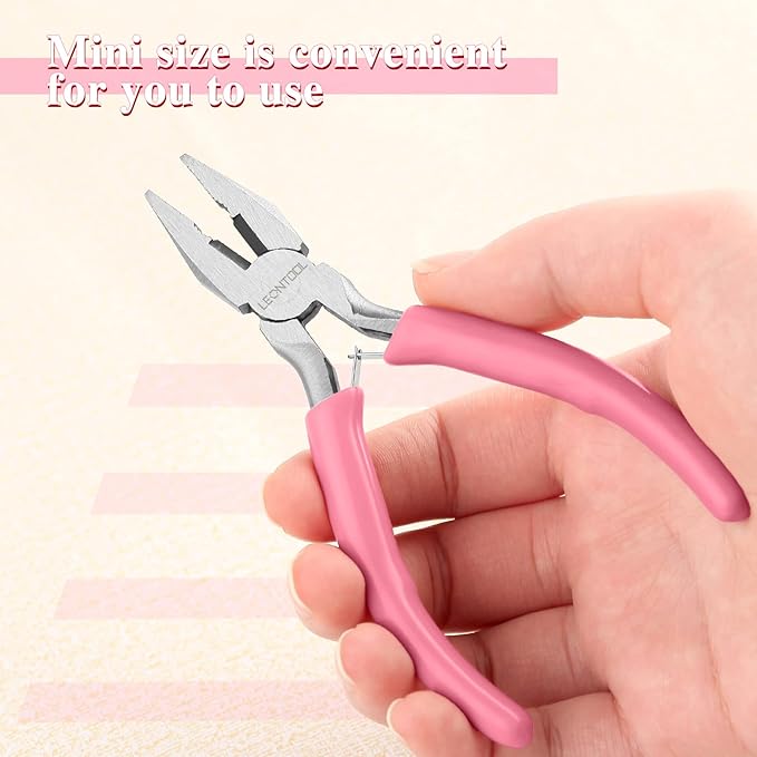 5 Inch Mini Lineman's Pliers - Spring Loaded with Serrated Jaw Combination Pliers, Small Wire Cutters for Jewelry Making, Multi-Use