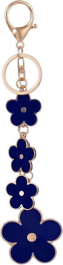 Women's Flower Bag Charms Enameled Keychain Purse Accessories