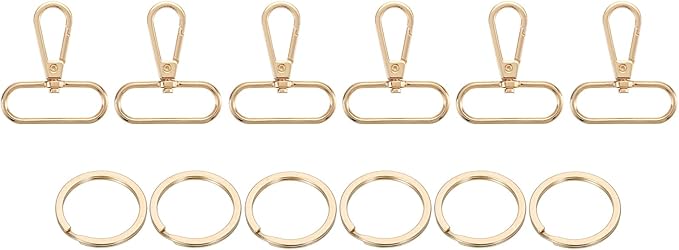 uxcell 12 Pcs Swivel Clasp Hook, 1.5" Purse Snap Clasps Detachable for Bag, Dark Gold