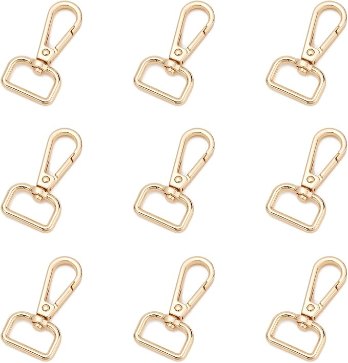 9 Pcs D Ring Swivel Lobster Claw Clasp Push Gate Snap Hooks Trigger Clips for DIY Crafts Keychain Purse Handbag Making,3/4 Inch Glod