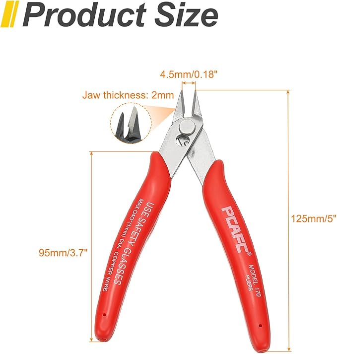 HARFINGTON 5" Flush Cut Pliers Precision Thicker Wire Cutter Side Cutter Diagonal Cutting Pliers for Jewelry Model Electronic 3D Print, Red
